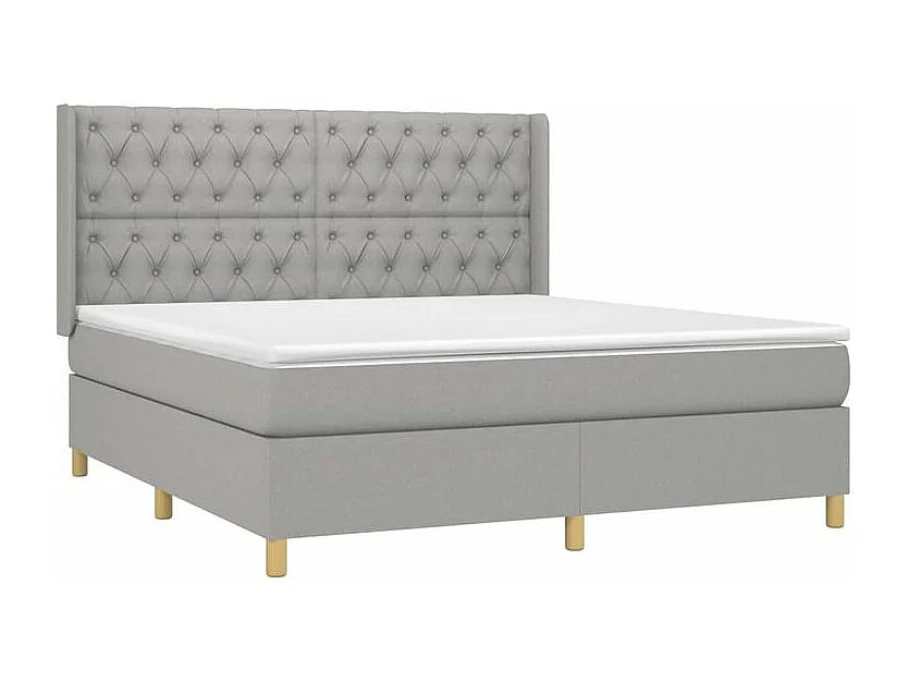 Sommier à lattes de lit avec matelas Gris clair 160x200 Tissu