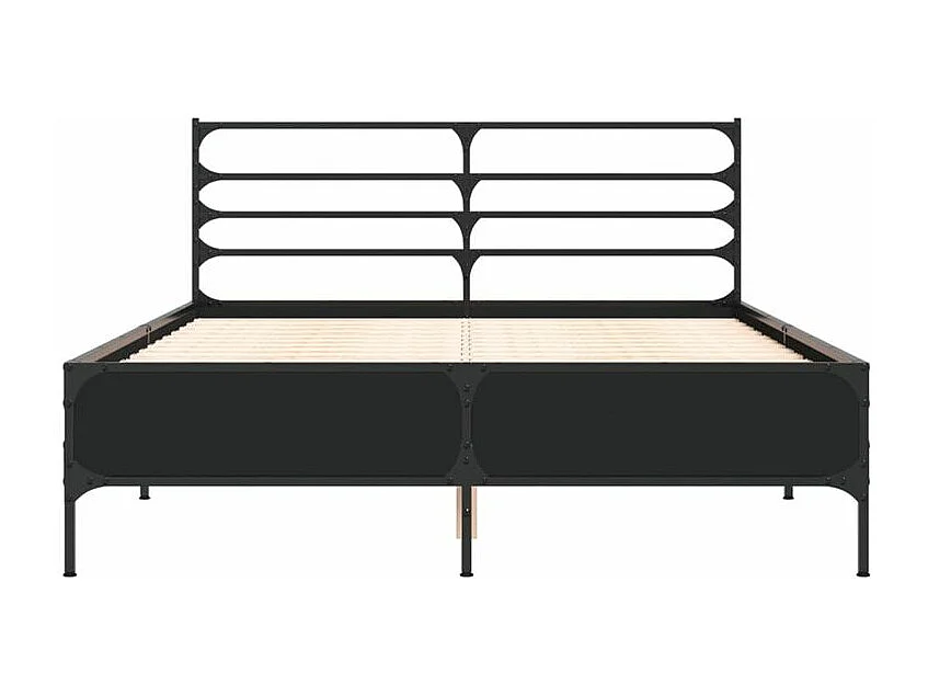 Cadre de lit noir 135x190 bois d'ingénierie et métal