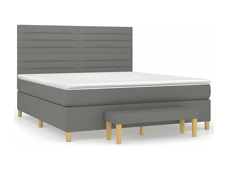 Sommier à lattes de lit avec matelas Gris foncé 160x200 Tissu