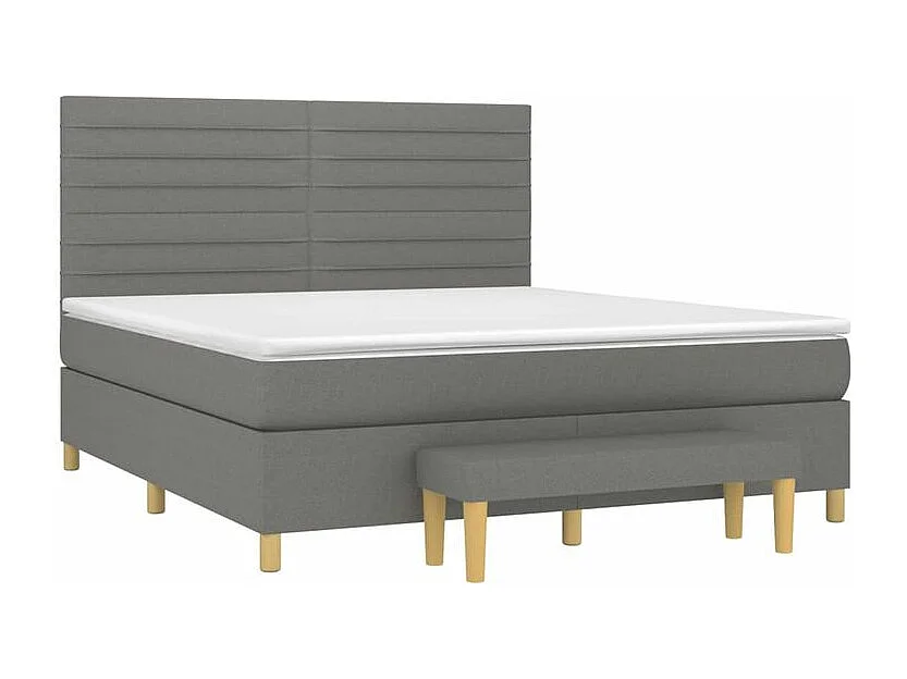Sommier à lattes de lit avec matelas Gris foncé 160x200 Tissu
