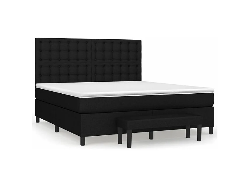 Sommier à lattes de lit avec matelas Noir 180x200 Tissu