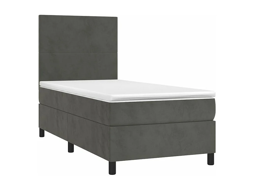 Sommier à lattes de lit et matelas Gris foncé 80x200 Velours