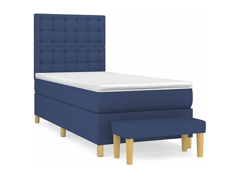 Sommier à lattes de lit avec matelas Bleu 100x200 Tissu