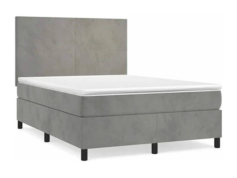 Sommier à lattes de lit et matelas Gris clair 140x200 Velours