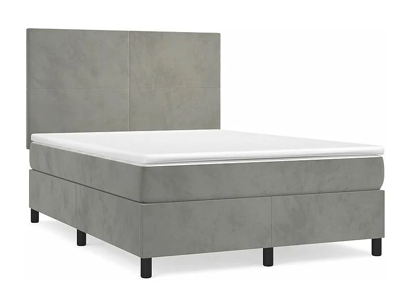 Sommier à lattes de lit et matelas Gris clair 140x200 Velours