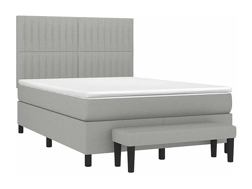 Sommier à lattes de lit avec matelas Gris clair 140x190 Tissu