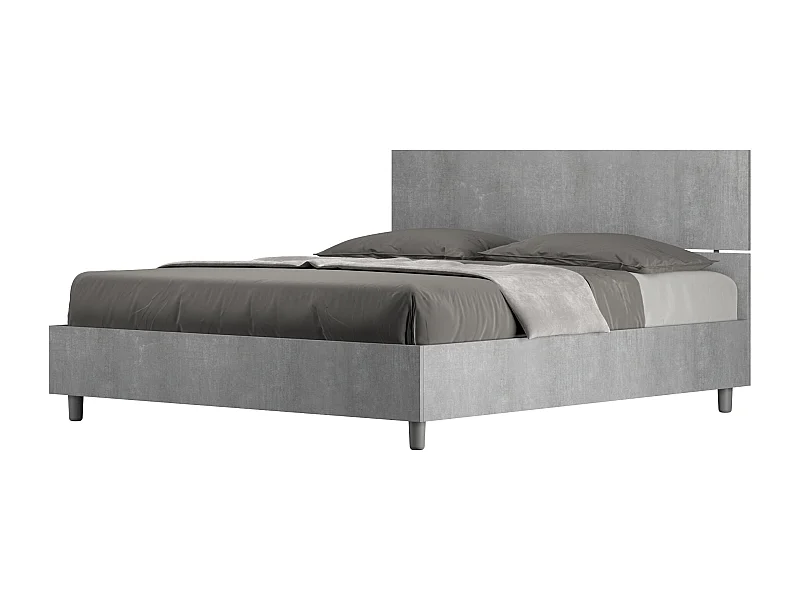 Cama con somier 160x200 con cabecera recta cemento Demas