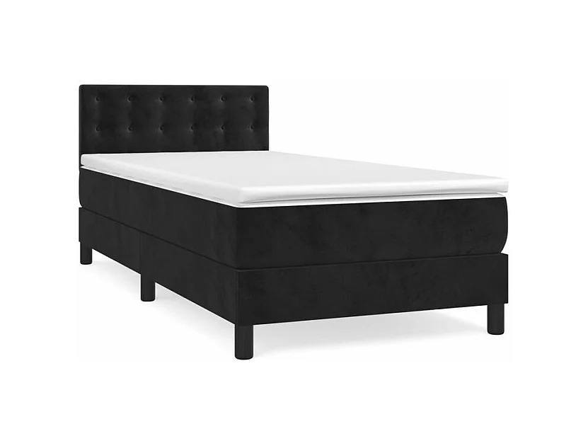 Sommier à lattes de lit avec matelas Noir 90x200 Velours