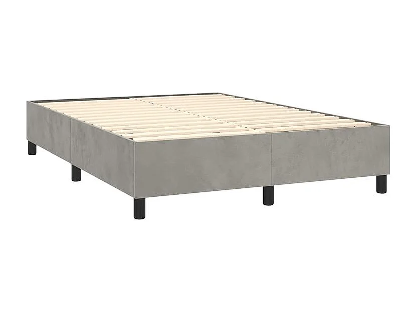 Sommier à lattes de lit et matelas Gris clair 140x200 Velours