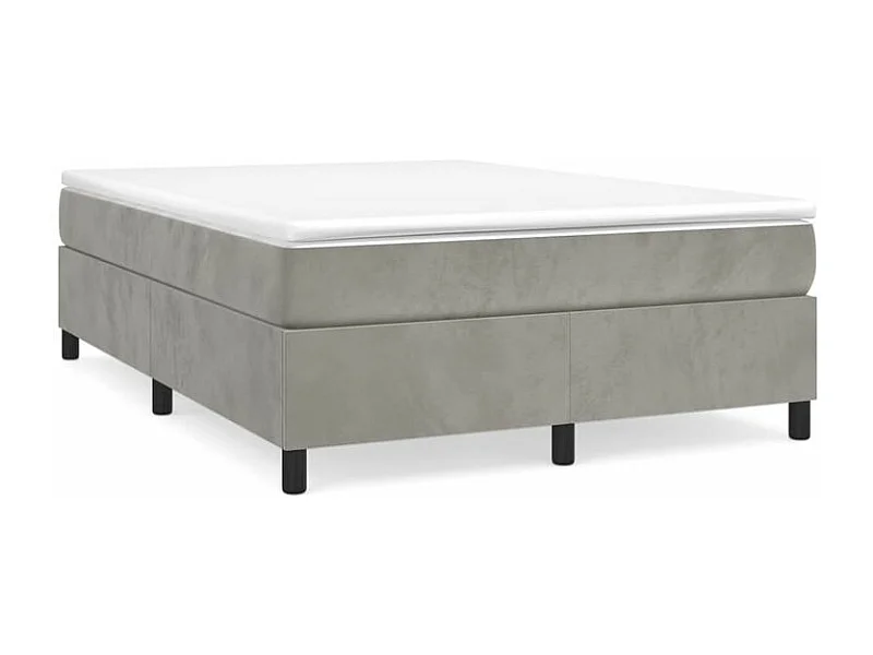 Sommier à lattes de lit et matelas Gris clair 140x200 Velours