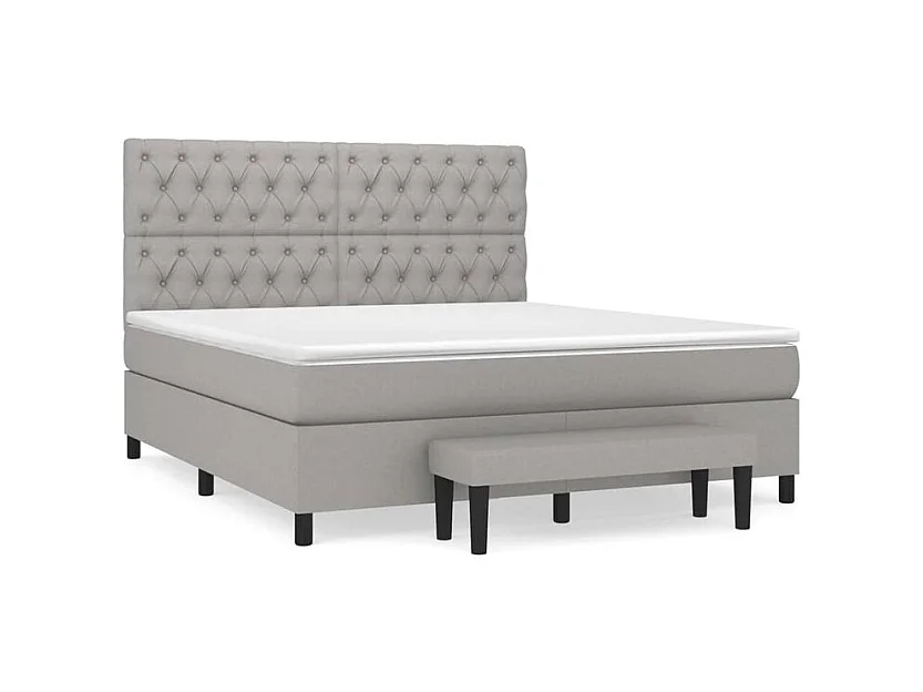 Sommier à lattes de lit avec matelas Gris clair 160x200 Tissu