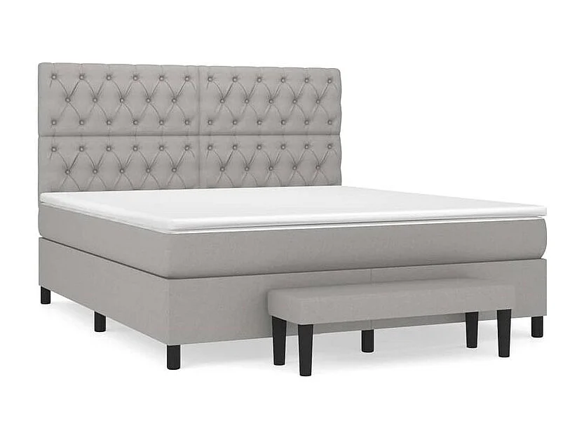 Sommier à lattes de lit avec matelas Gris clair 160x200 Tissu