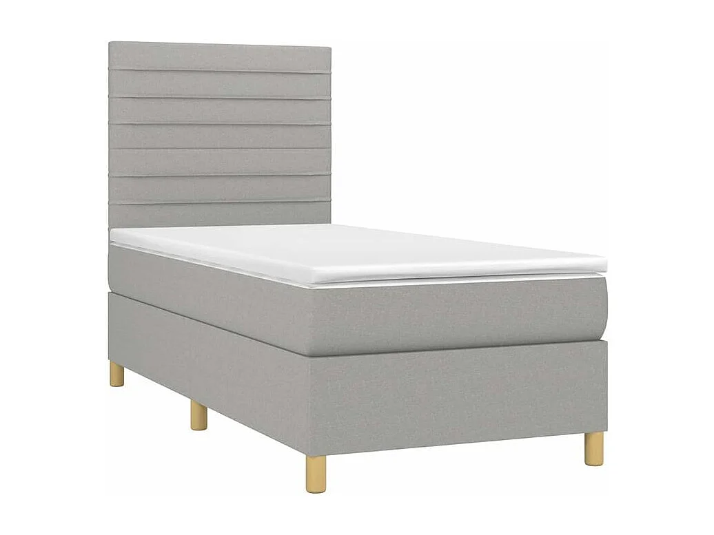 Sommier à lattes de lit matelas et LED Gris clair 100x200