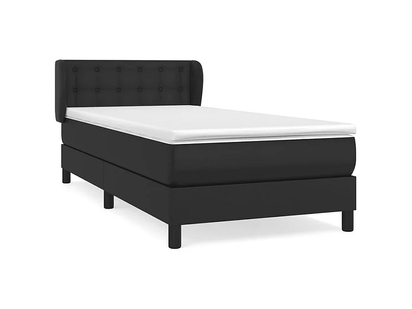 Sommier à lattes de lit avec matelas Noir 80x200 Similicuir