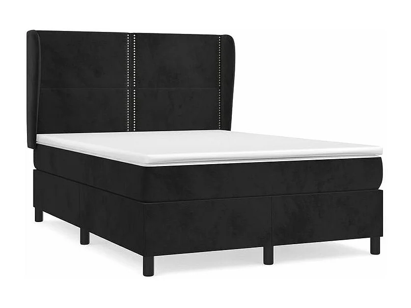 Sommier à lattes de lit avec matelas Noir 140x190 Velours