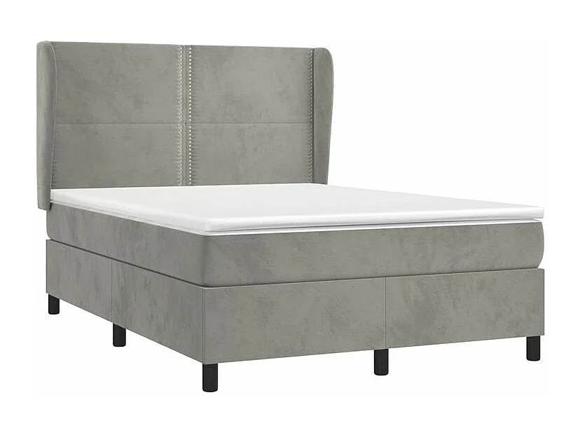 Sommier à lattes de lit et matelas Gris clair 140x200 Velours
