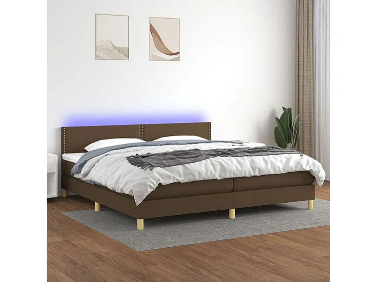 Sommier à lattes de lit matelas et LED Marron foncé 200x200
