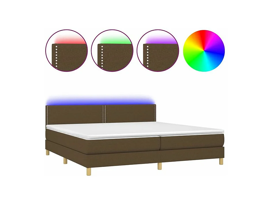 Sommier à lattes de lit matelas et LED Marron foncé 200x200