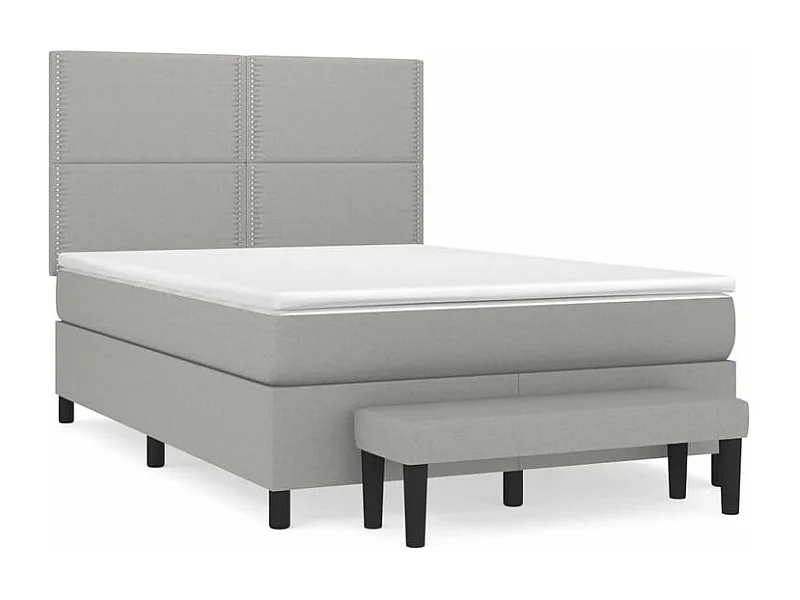Sommier à lattes de lit avec matelas Gris clair 140x190 Tissu