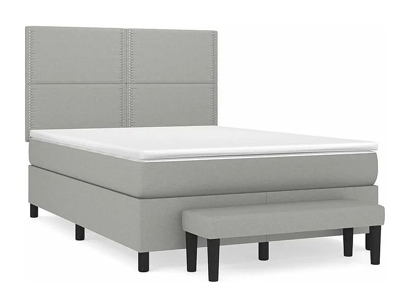 Sommier à lattes de lit avec matelas Gris clair 140x190 Tissu