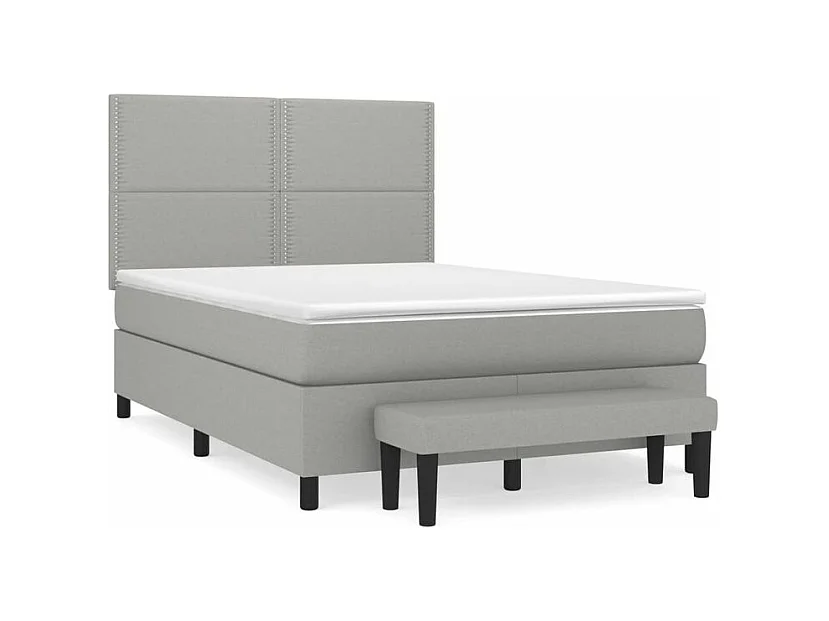 Sommier à lattes de lit avec matelas Gris clair 140x190 Tissu