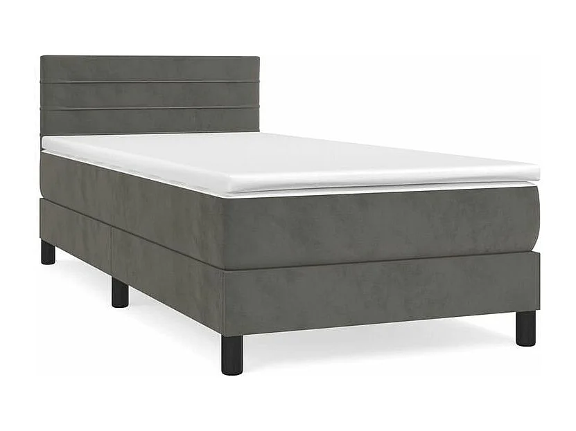 Sommier à lattes de lit et matelas Gris foncé 90x200 Velours