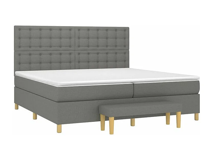 Sommier à lattes de lit avec matelas Gris foncé 200x200 Tissu