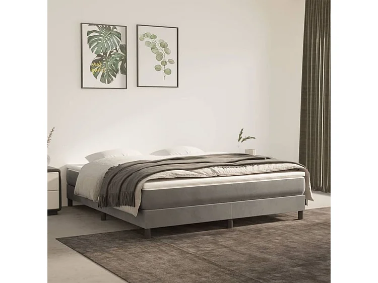 Sommier à lattes de lit et matelas Gris clair 160x200 Velours