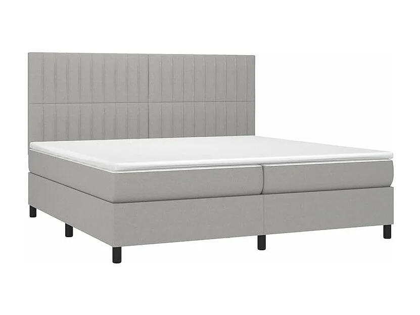 Sommier à lattes de lit et matelas et LED Gris clair 200x200