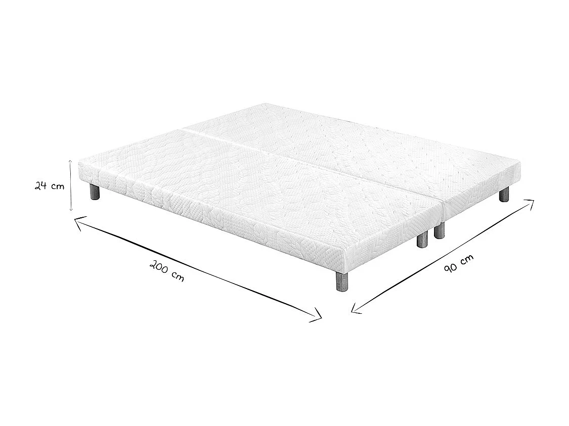 Boxspringbetten weiß mit Holzfüßen 90 x 200 cm (2er-Set) JAMI