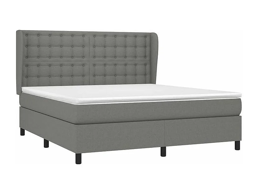 Sommier à lattes de lit avec matelas Gris foncé 160x200 Tissu