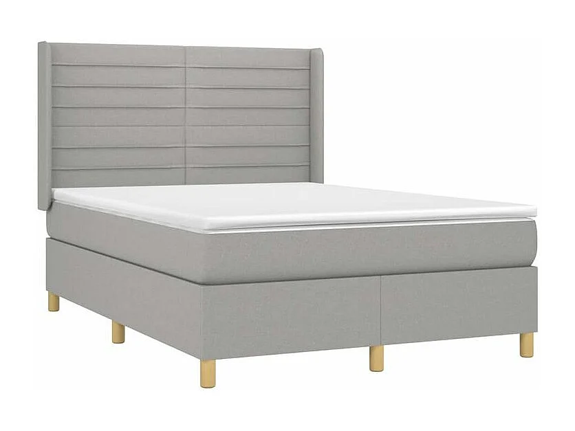 Sommier à lattes de lit avec matelas Gris clair 140x190 Tissu