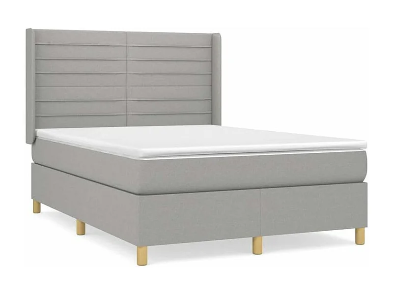 Sommier à lattes de lit avec matelas Gris clair 140x190 Tissu