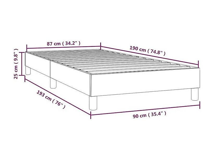 Cadre de lit Cappuccino 90x190 Similicuir