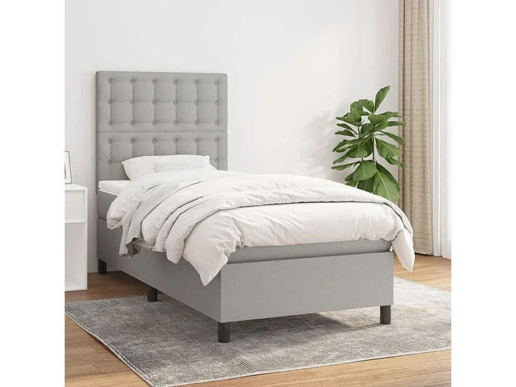 Sommier à lattes de lit avec matelas Gris clair 80x200 Tissu