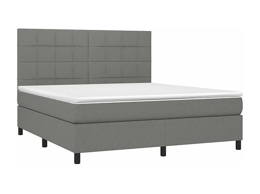 Sommier à lattes de lit et matelas et LED Gris foncé 160x200