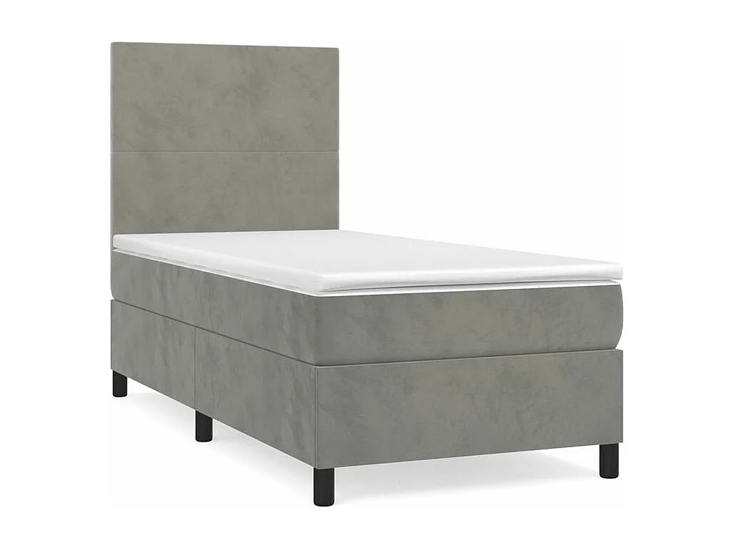 vidaXL Cama box spring con colchón terciopelo gris claro 80x200 cm