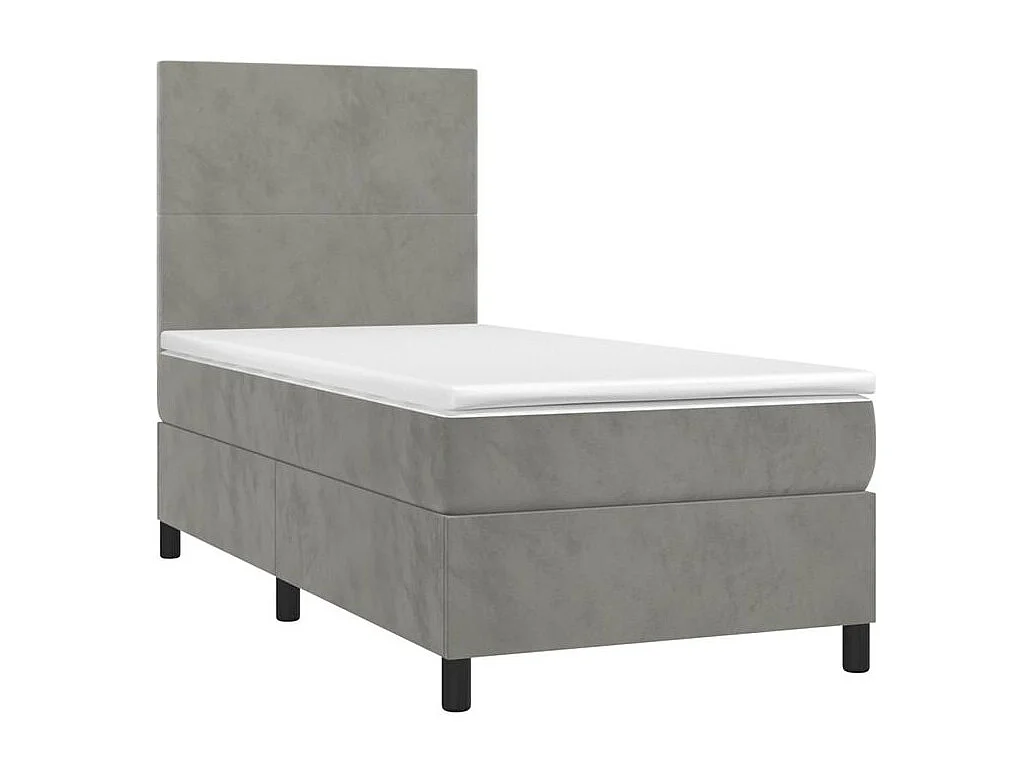 vidaXL Cama box spring con colchón terciopelo gris claro 80x200 cm