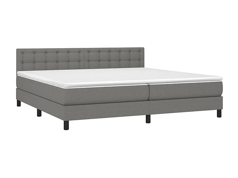 Sommier à lattes de lit avec matelas Gris foncé 200x200 Tissu