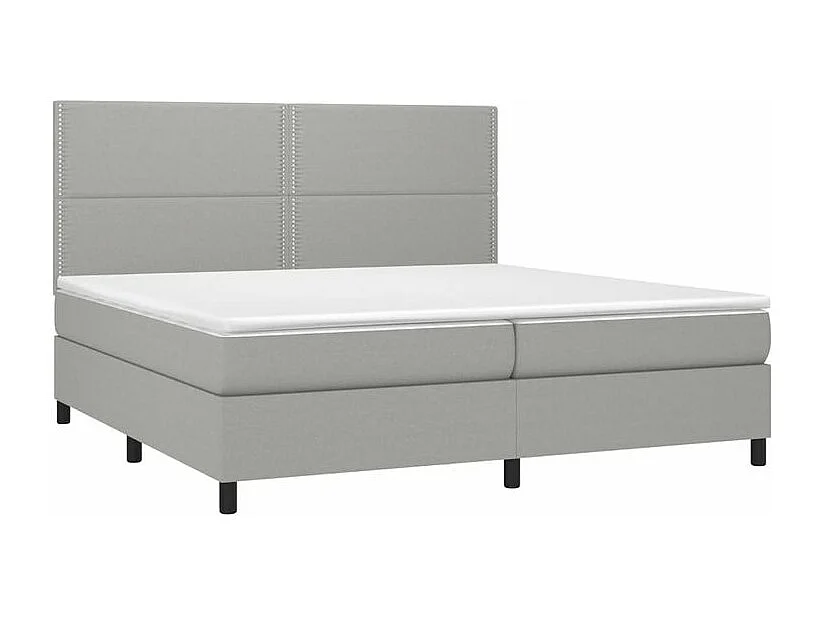 Sommier à lattes de lit avec matelas Gris clair 200x200 Tissu