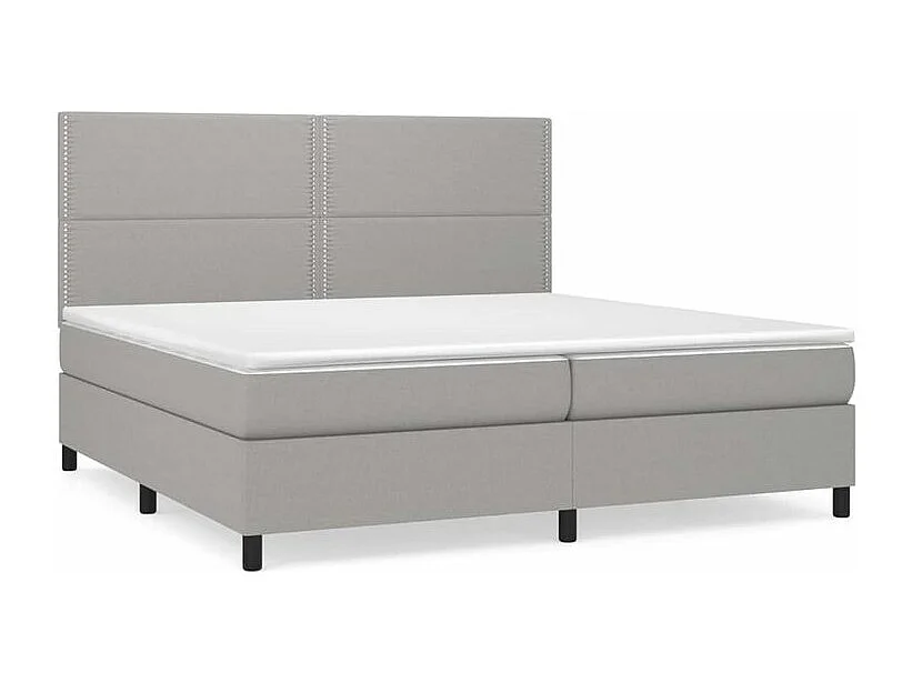 Sommier à lattes de lit avec matelas Gris clair 200x200 Tissu