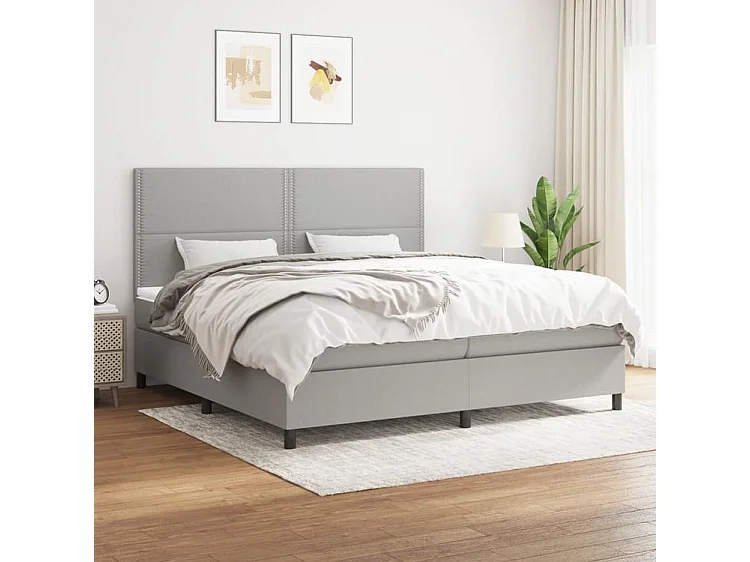 Sommier à lattes de lit avec matelas Gris clair 200x200 Tissu