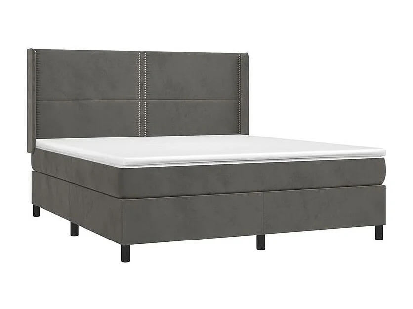 Sommier à lattes de lit matelas et LED Gris foncé 160x200