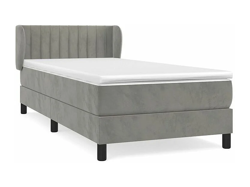Sommier à lattes de lit et matelas Gris clair 90x200 Velours