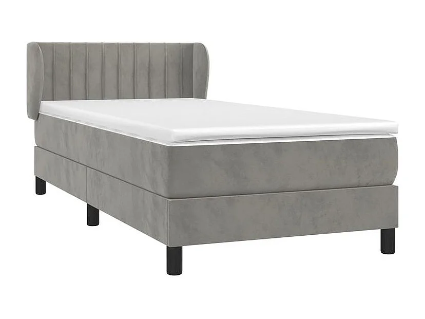 Sommier à lattes de lit et matelas Gris clair 90x200 Velours