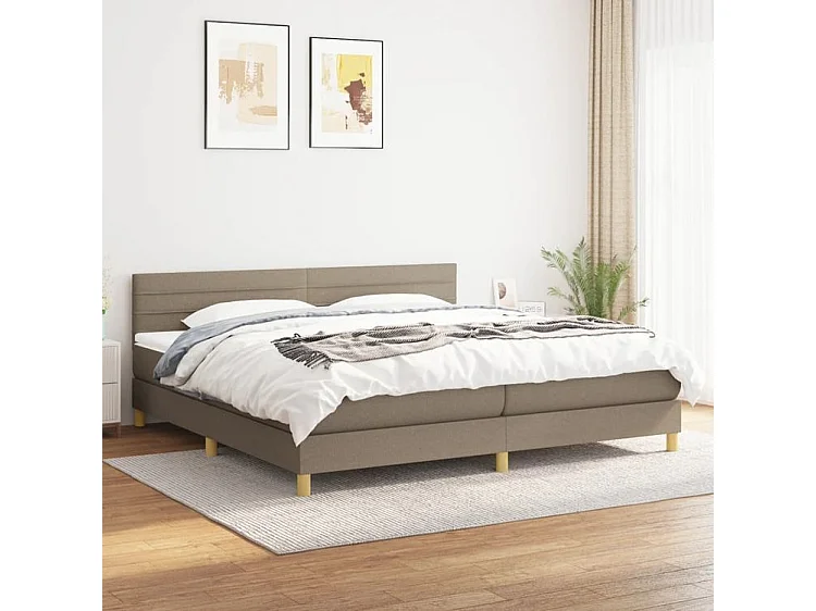 Sommier à lattes de lit avec matelas Taupe 200x200 Tissu
