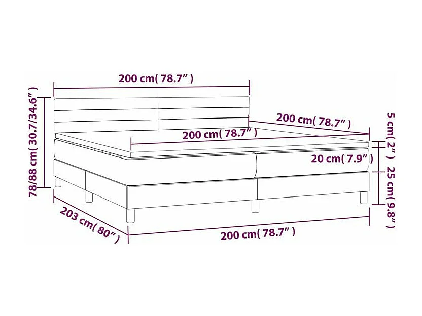 Sommier à lattes de lit avec matelas Taupe 200x200 Tissu
