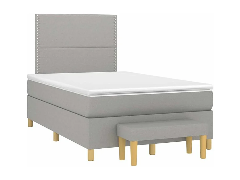 Sommier à lattes de lit avec matelas Gris clair 120x200 Tissu