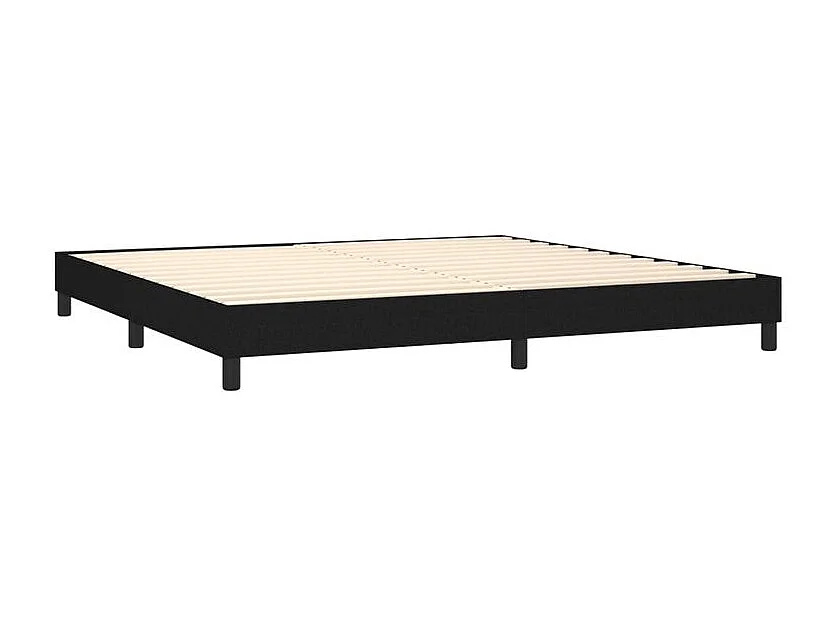 Sommier à lattes de lit avec matelas Noir 200x200 Tissu