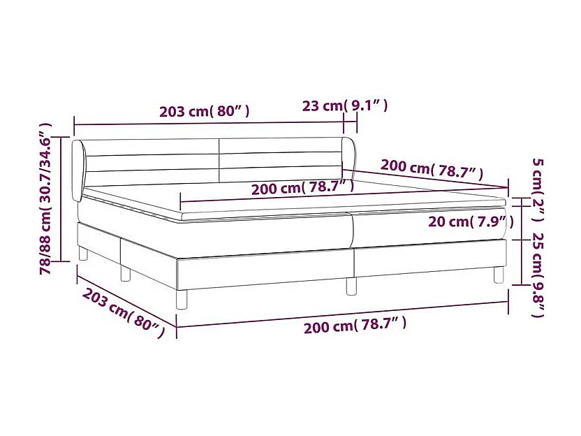 Sommier à lattes de lit avec matelas Noir 200x200 Tissu